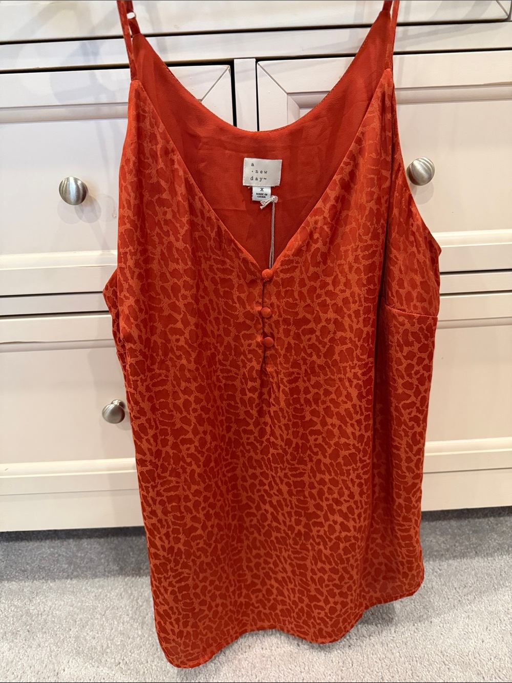 NWT a new day Rust Orange Printed Satin Camisole
